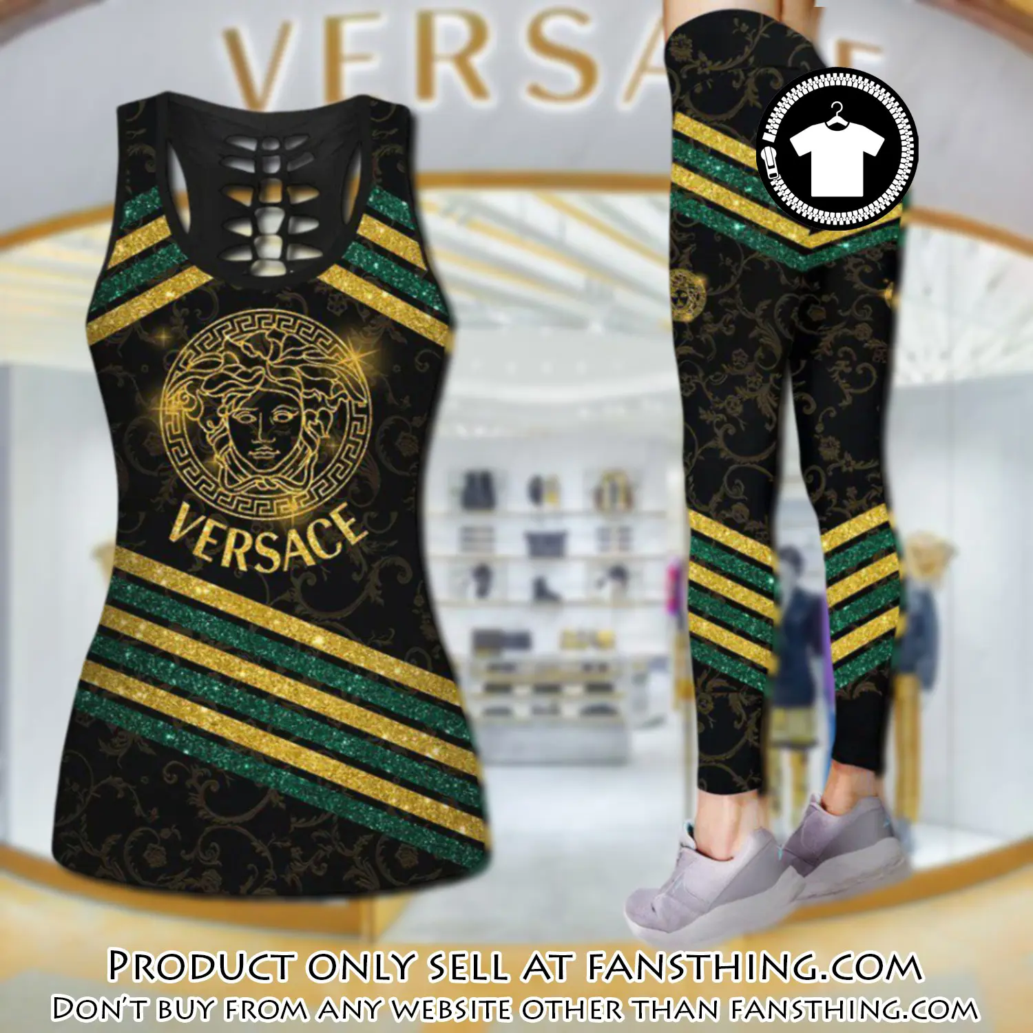 Gianni versace tank top leggings set luxury for women yoga gym fst5908827